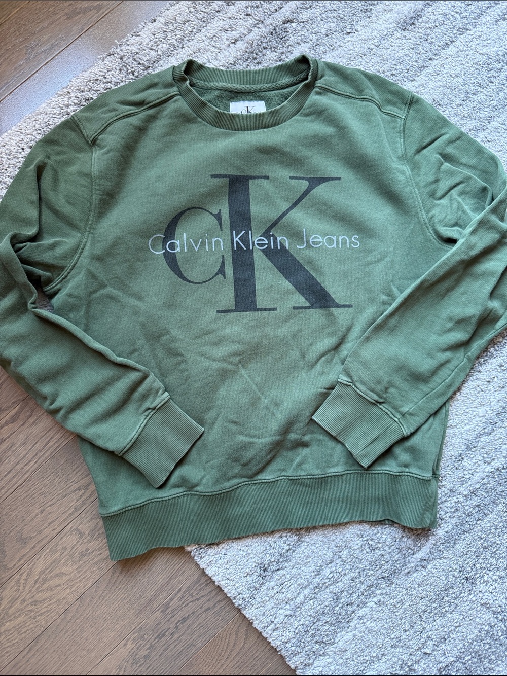 Calvin Klein Jeans Olive Green CK Logo Crewneck Sweatshirt